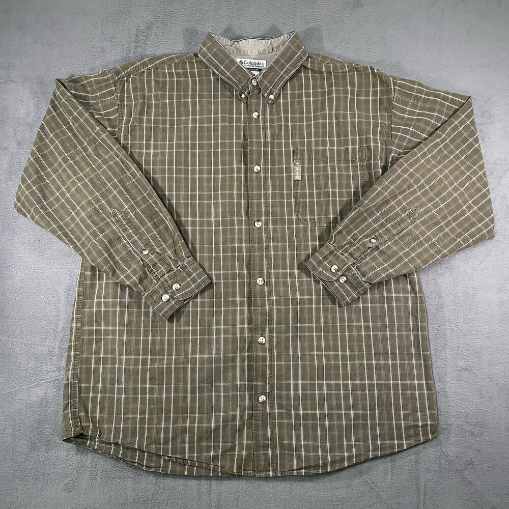 Columbia Green Plaid Casual Button-Down Men’s Size XL Long Sleeve Shirt